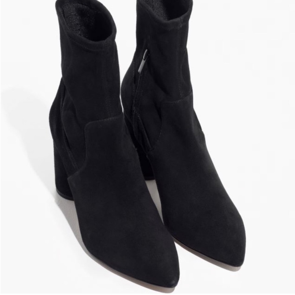 & Other Stories Black Suede Pointed Toe Ankle Boots